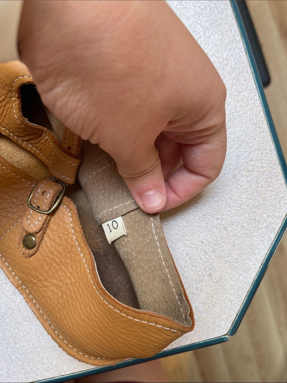 everleigh Tan Leather Mary Jane Flats with Buckle - Picture 3 of 4
